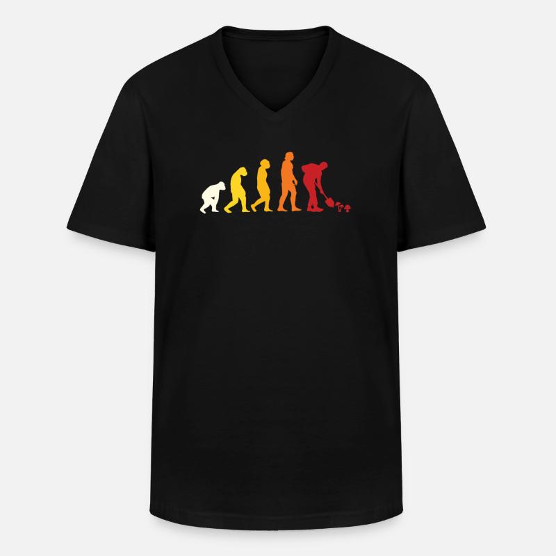 Mushroom Picker Evolution - Men's V-Neck T-Shirt - black