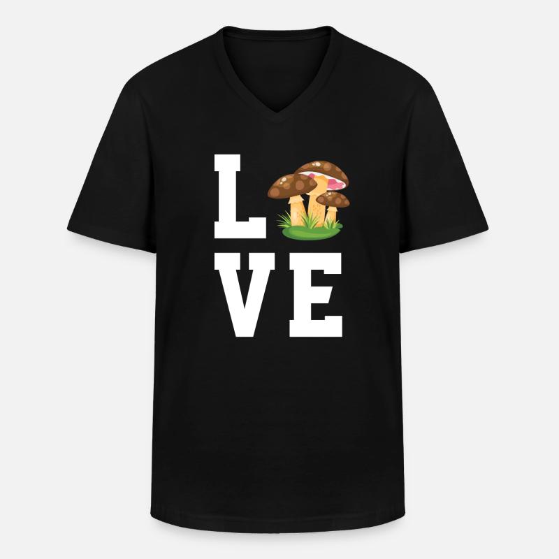 Ich Liebe Pilze - Männer-T-Shirt mit V-Ausschnitt - Schwarz