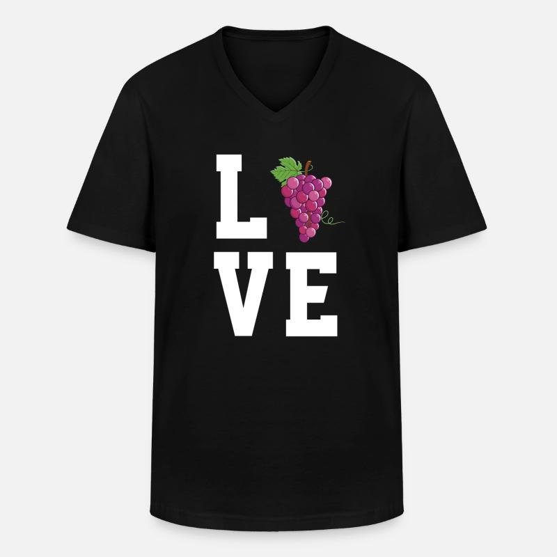 Liebe Rote Trauben - Männer-T-Shirt mit V-Ausschnitt - Schwarz
