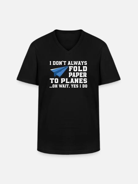 Origami Paper Airplane - Men's V-Neck T-Shirt - black