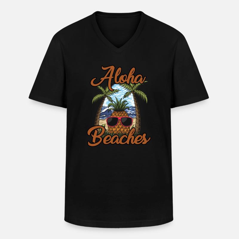 Aloha Strände - Männer-T-Shirt mit V-Ausschnitt - Schwarz