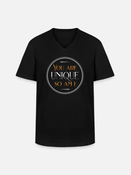 tu es unique, moi aussi - T-shirt col V Homme - noir