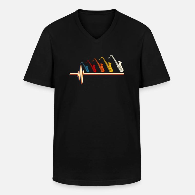 Jazz Saxophon - Männer-T-Shirt mit V-Ausschnitt - Schwarz