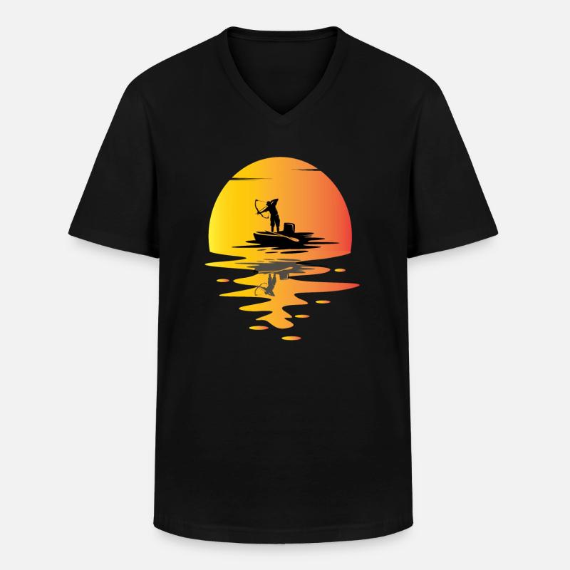 Bogenfischen Sonnenuntergang - Männer-T-Shirt mit V-Ausschnitt - Schwarz