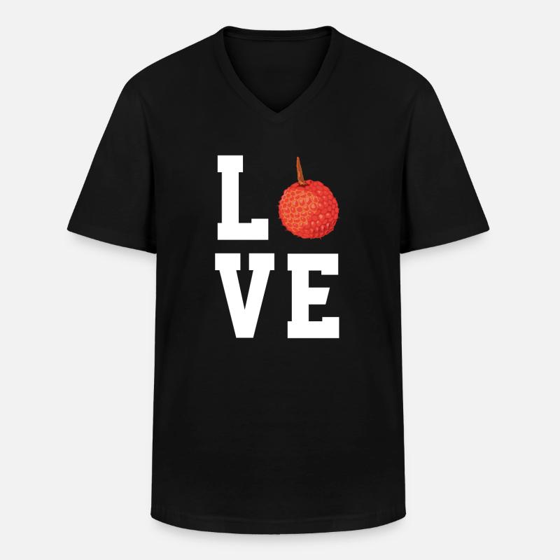 Litschi - Männer-T-Shirt mit V-Ausschnitt - Schwarz