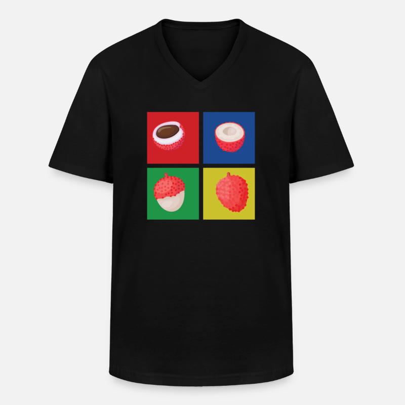Litschi - Männer-T-Shirt mit V-Ausschnitt - Schwarz