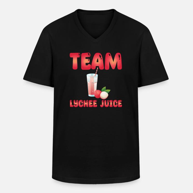Team Lychee Saft - Männer-T-Shirt mit V-Ausschnitt - Schwarz
