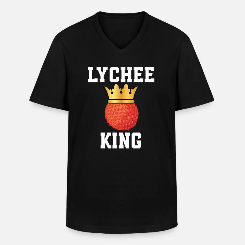 Lychee König - Männer-T-Shirt mit V-Ausschnitt - Schwarz