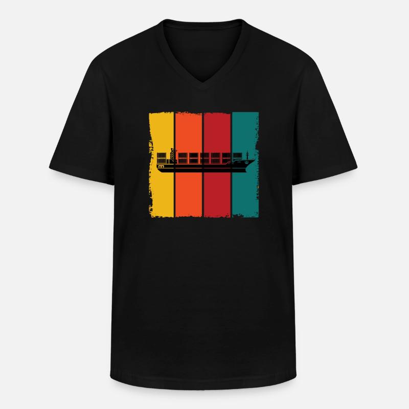 Containerschiff - Männer-T-Shirt mit V-Ausschnitt - Schwarz