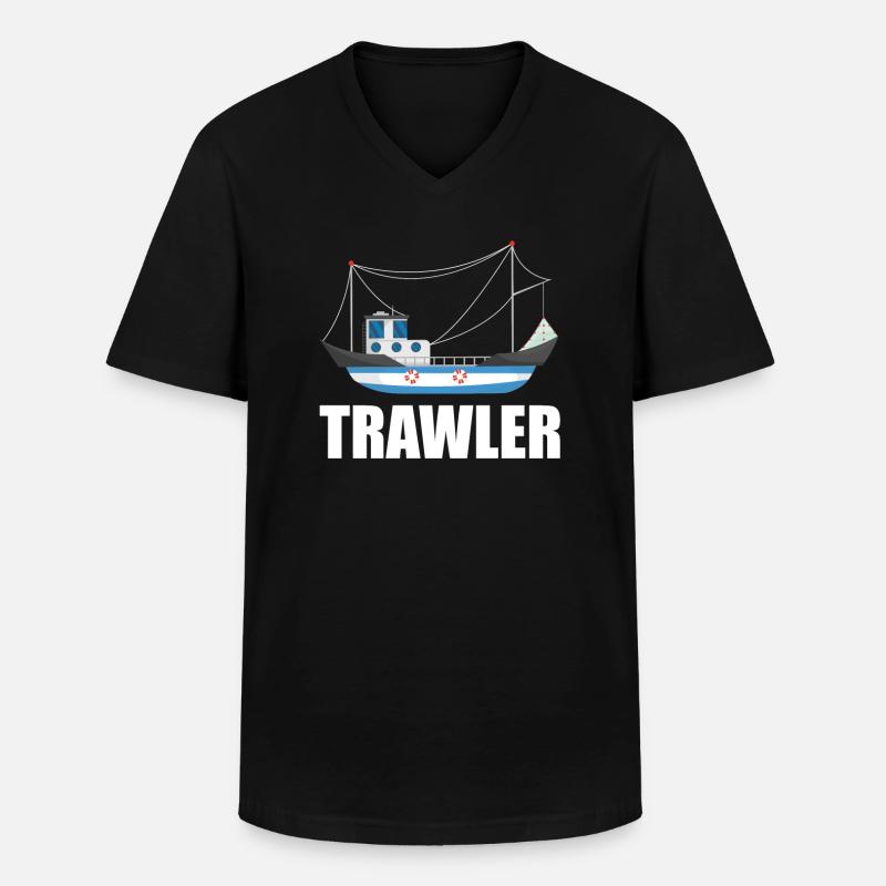 Fischkutter - Männer-T-Shirt mit V-Ausschnitt - Schwarz