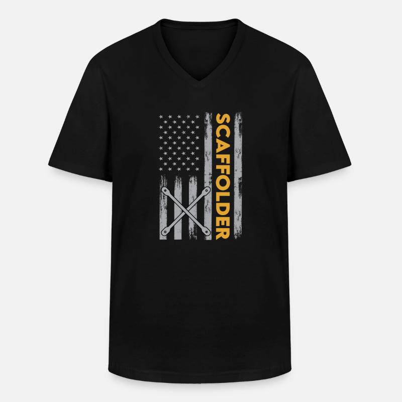 États-Unis Échafaudage Échafaudage Échafaudage - T-shirt col V Homme - noir