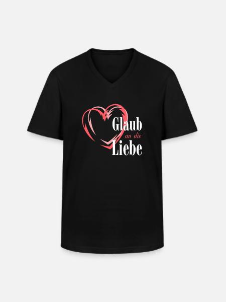 Believe in love - Men's V-Neck T-Shirt - black