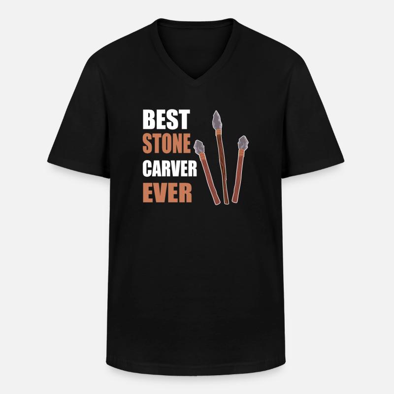 Steinmetz - Männer-T-Shirt mit V-Ausschnitt - Schwarz