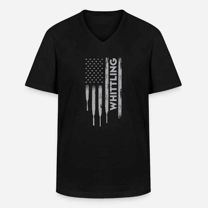 USA Schnitzen - Männer-T-Shirt mit V-Ausschnitt - Schwarz