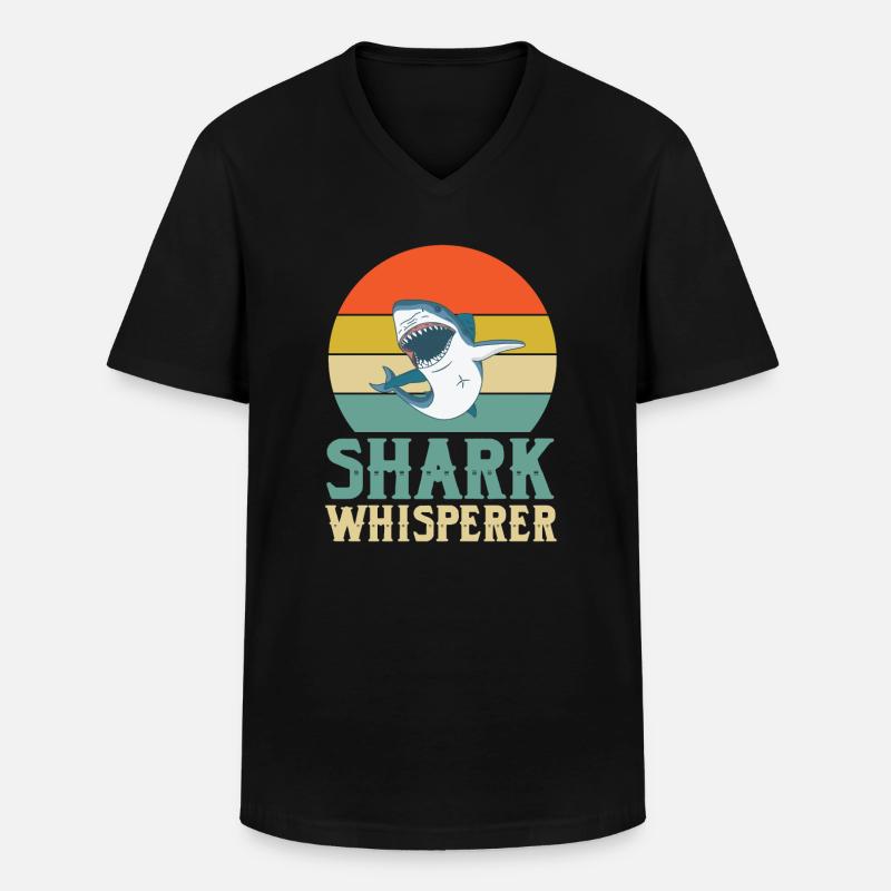 Haiflüsterer - Männer-T-Shirt mit V-Ausschnitt - Schwarz