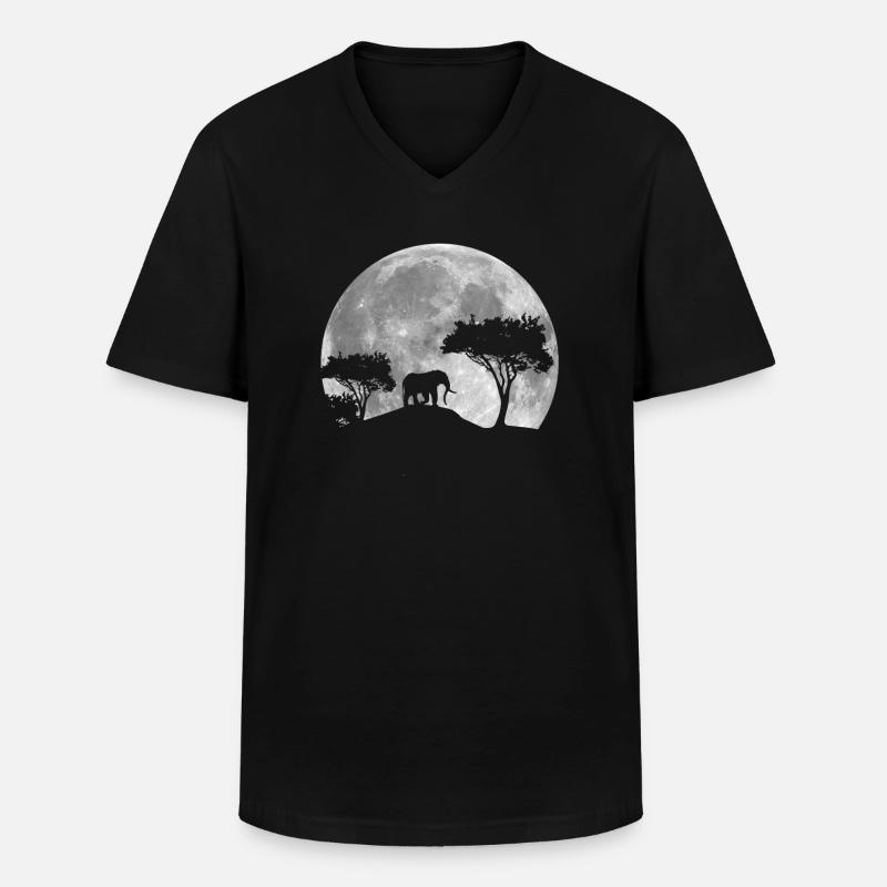 Elefant Im Mond - Männer-T-Shirt mit V-Ausschnitt - Schwarz