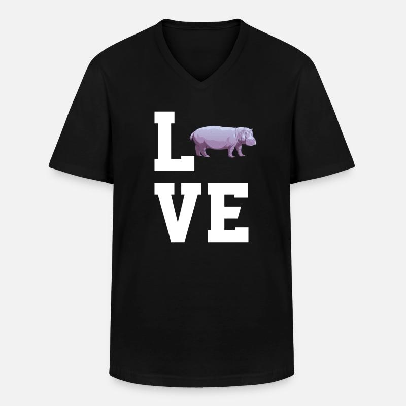 Liebe Nilpferde - Männer-T-Shirt mit V-Ausschnitt - Schwarz
