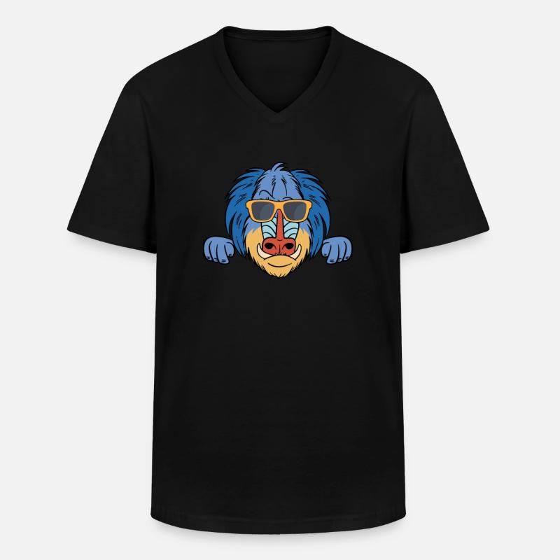 Pavian Mit Sonnenbrille - Männer-T-Shirt mit V-Ausschnitt - Schwarz