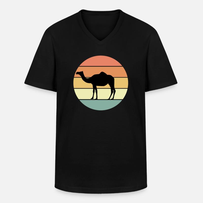 Conception de chameau rétro - T-shirt col V Homme - noir