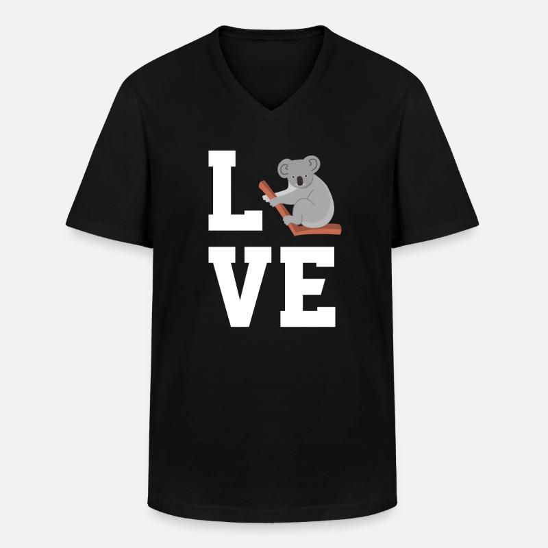Liebe Koala - Männer-T-Shirt mit V-Ausschnitt - Schwarz