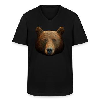 Braunbär Kopf Bär Motiv für Braunbären Team oder - Männer-T-Shirt mit V-Ausschnitt - Schwarz - Vorne - AI Model Male 178 dark (178cm)