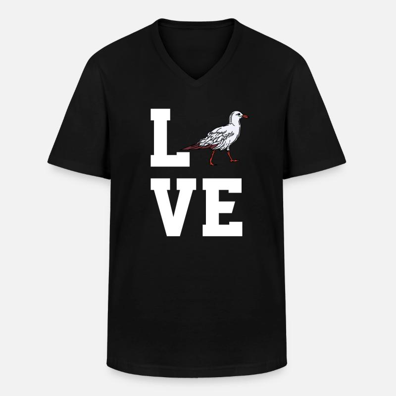 Liebe Möwe - Männer-T-Shirt mit V-Ausschnitt - Schwarz