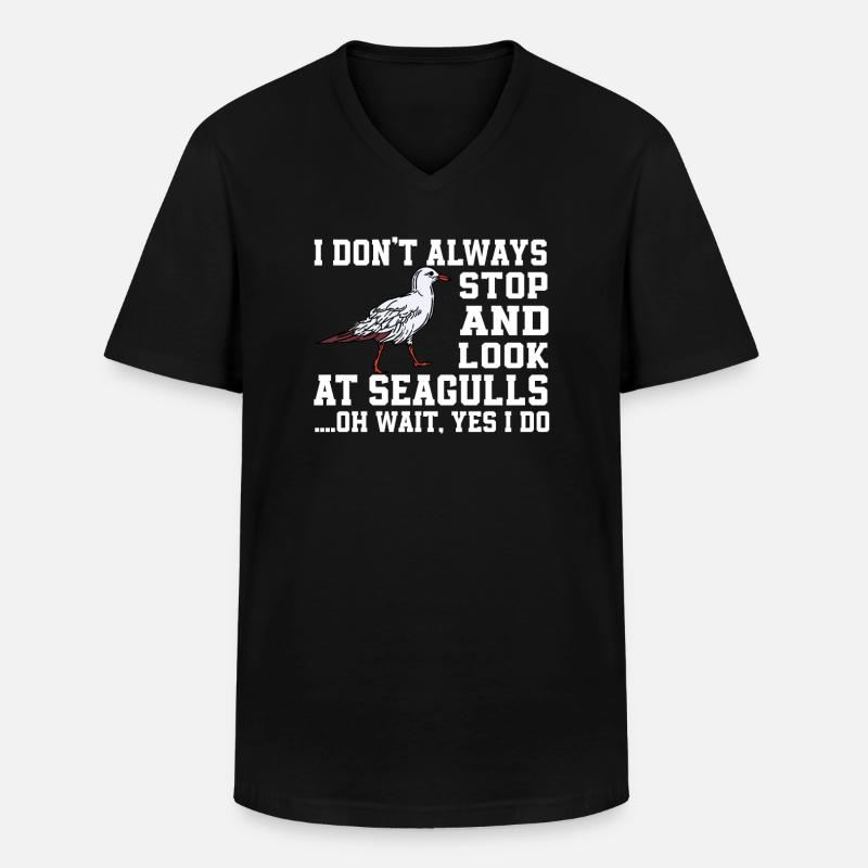 Lustiger Möwe Spruch - Männer-T-Shirt mit V-Ausschnitt - Schwarz