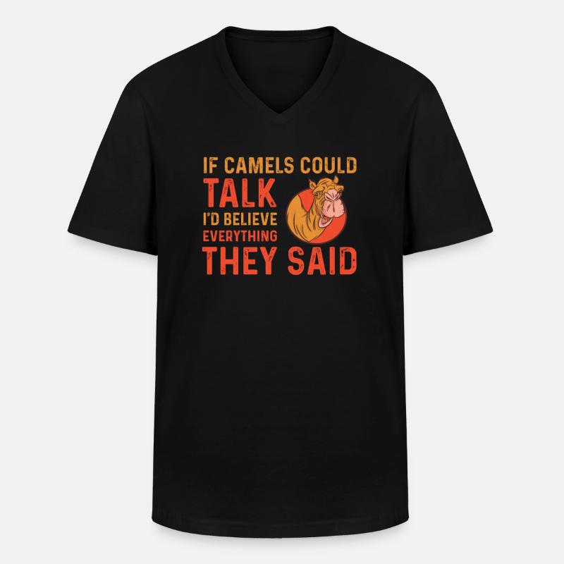 Lustiger Kamel Spruch - Männer-T-Shirt mit V-Ausschnitt - Schwarz