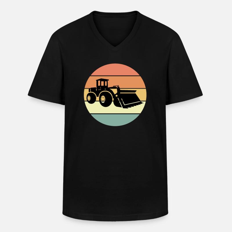 Retro Wheel Loader Design - Men's V-Neck T-Shirt - black