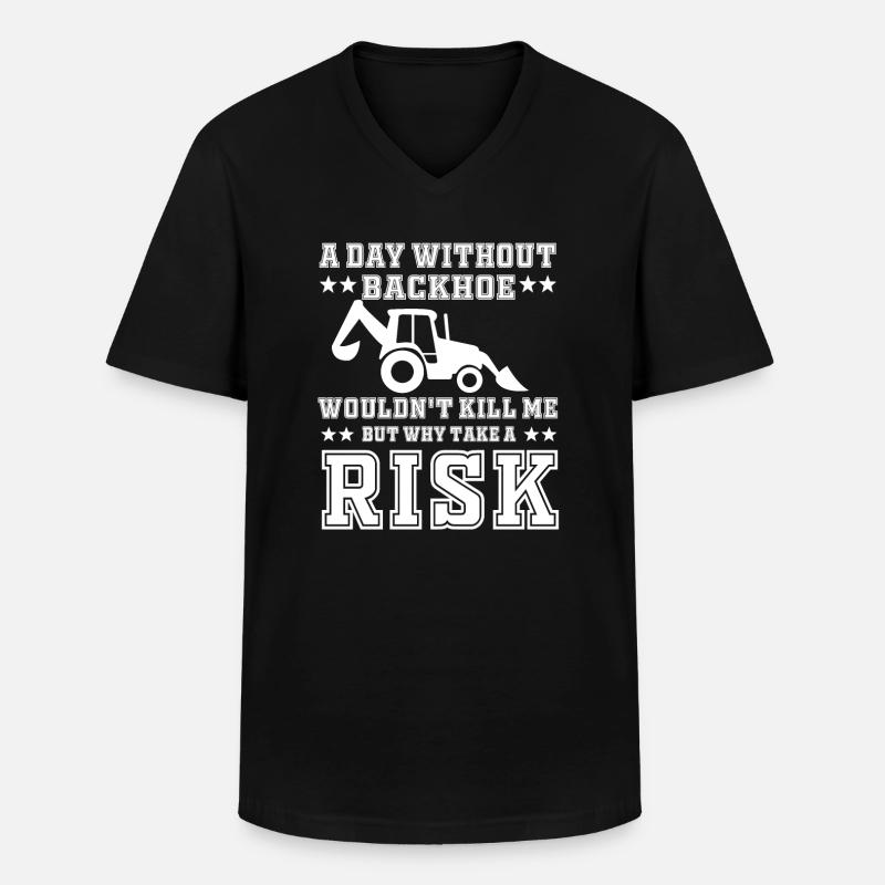 Funny Backhoe Loader Gift - Men's V-Neck T-Shirt - black