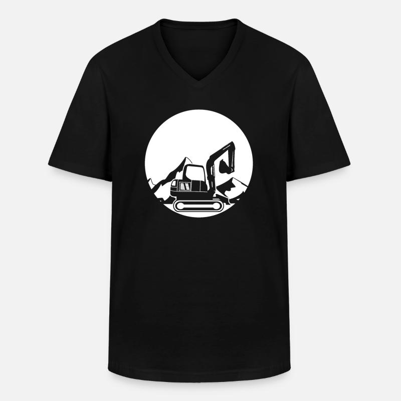Minibagger Berg Design - Männer-T-Shirt mit V-Ausschnitt - Schwarz