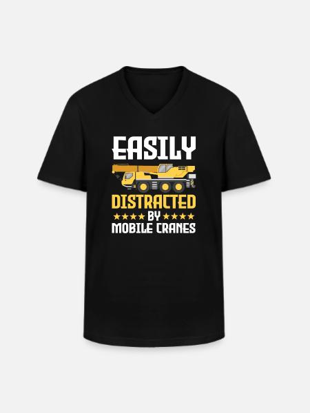 Funny mobile crane operator - Men's V-Neck T-Shirt - black