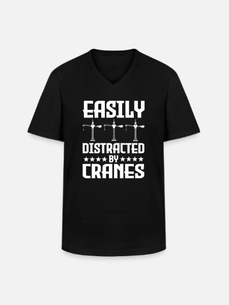 Funny crane T-shirt - Men's V-Neck T-Shirt - black
