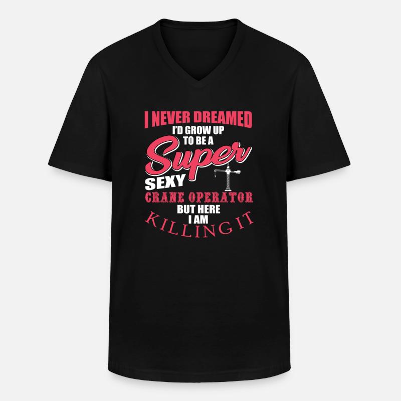 Funny crane operator design - Men's V-Neck T-Shirt - black
