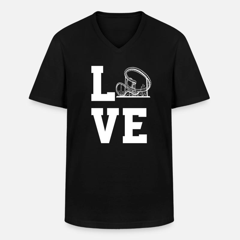 Liebe Achterbahnen - Männer-T-Shirt mit V-Ausschnitt - Schwarz