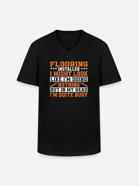 Lustiger Bodenleger Spruch - Männer-T-Shirt mit V-Ausschnitt - Schwarz