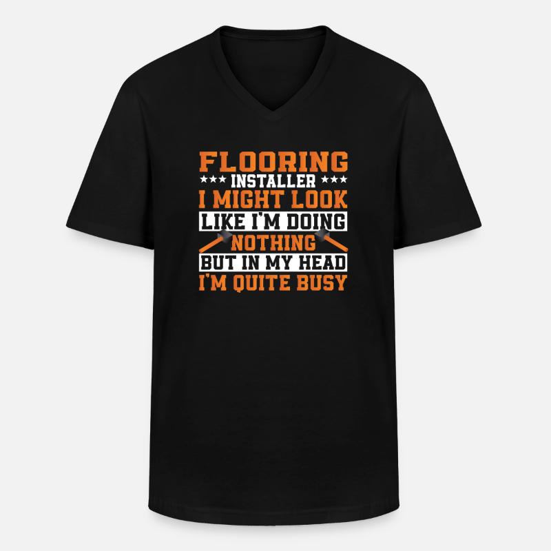 Funny floor layer saying - Men's V-Neck T-Shirt - black