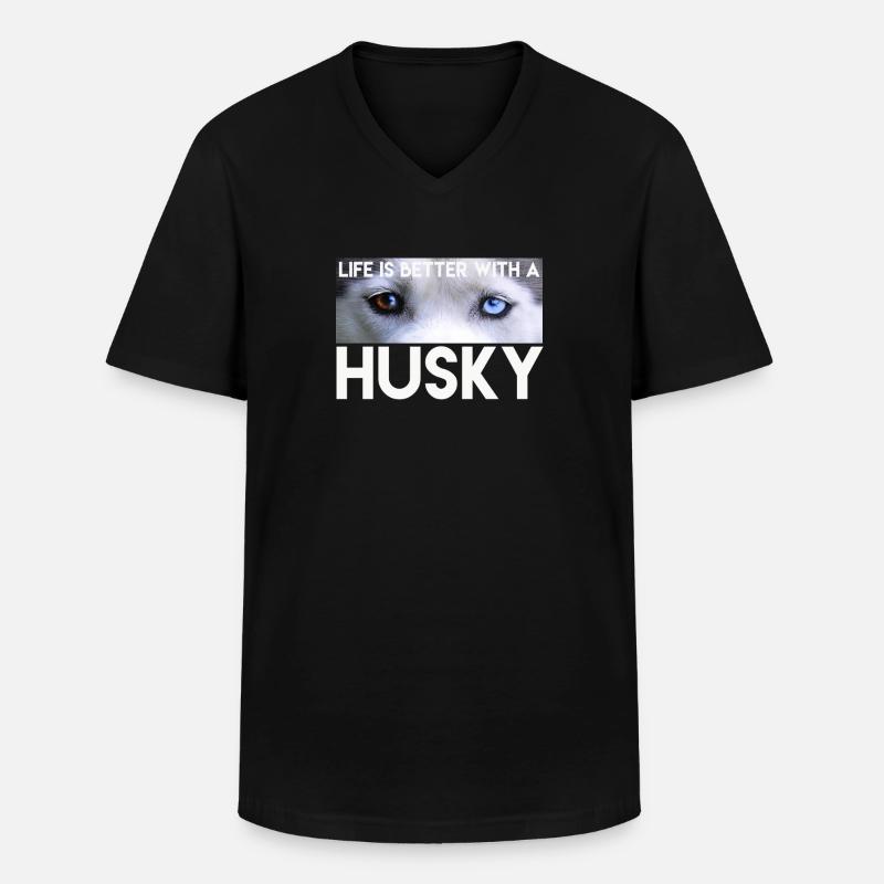 Schlittenhund - Männer-T-Shirt mit V-Ausschnitt - Schwarz