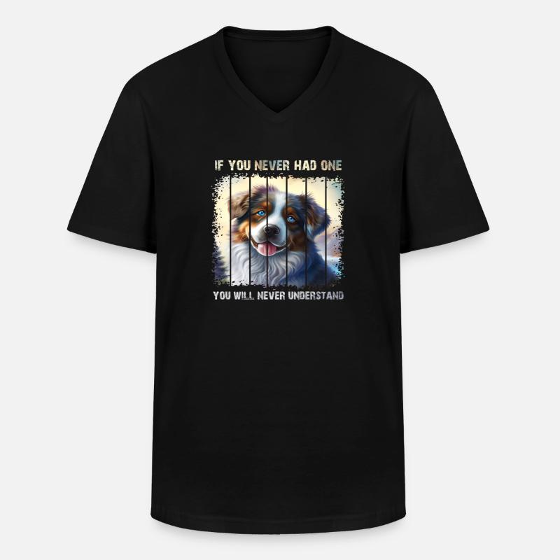 Australischer Schäferhund - Männer-T-Shirt mit V-Ausschnitt - Schwarz
