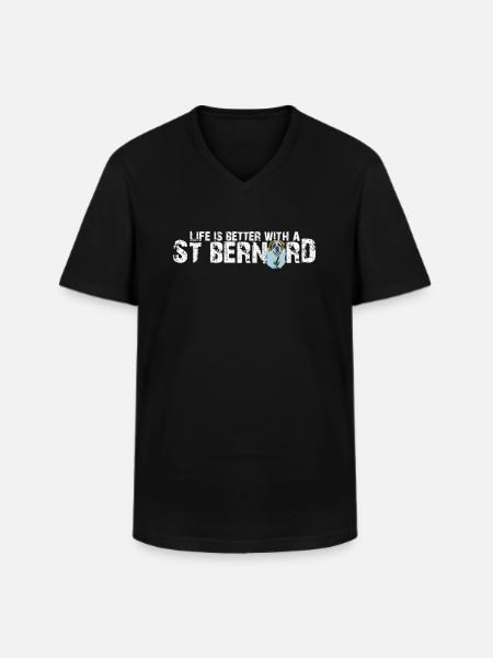 St Bernard - Men's V-Neck T-Shirt - black