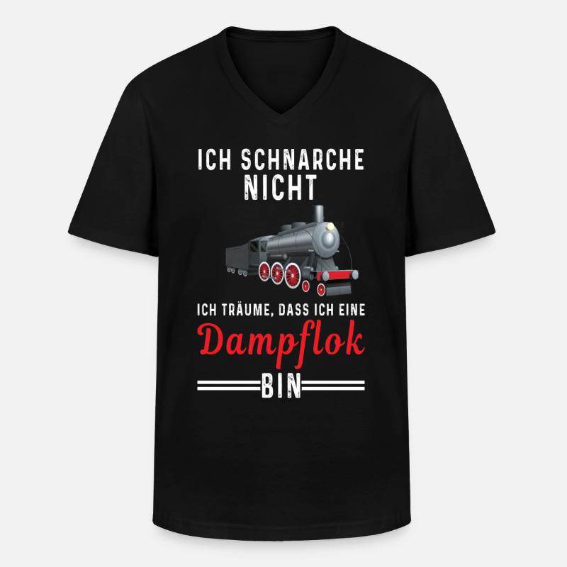 Ich schnarche nicht Dampflok - Männer-T-Shirt mit V-Ausschnitt - Schwarz