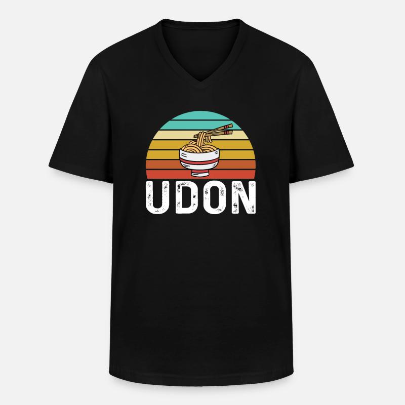 Retro Udon Nudeln Design - Männer-T-Shirt mit V-Ausschnitt - Schwarz