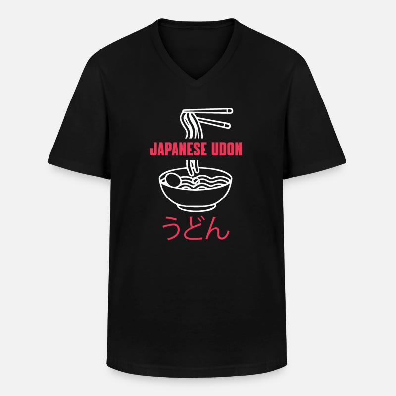 Japanisches Udon - Männer-T-Shirt mit V-Ausschnitt - Schwarz