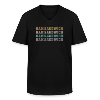 Sandwich au jambon - T-shirt col V Homme - noir - Devant - AI Model Male 178 dark (178cm)