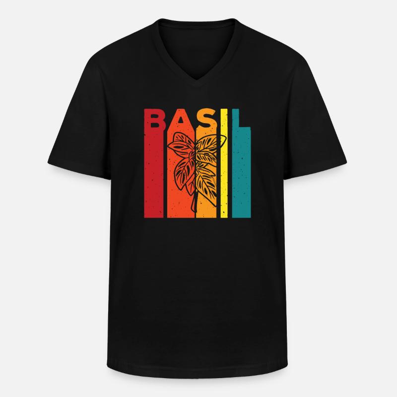 Basilikum - Männer-T-Shirt mit V-Ausschnitt - Schwarz