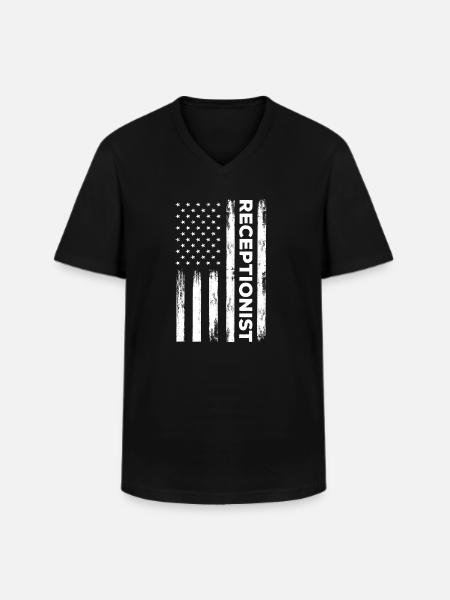American Receptionist Outfit USA - T-shirt col V Homme - noir