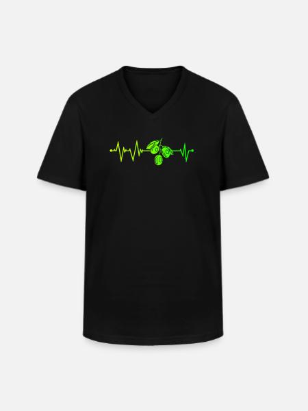 Green olive heartbeat - Men's V-Neck T-Shirt - black