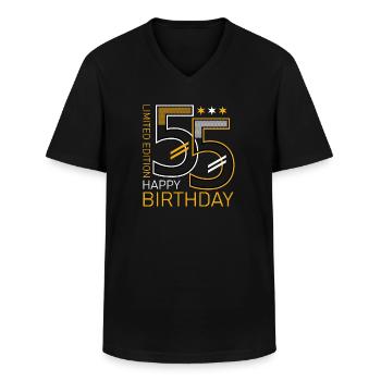 55 Happy Birthday - Männer-T-Shirt mit V-Ausschnitt - Schwarz - Vorne - AI Model Male 178 dark (178cm)