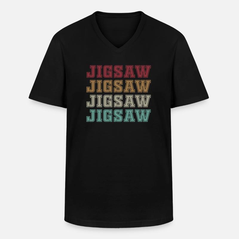 Stichsäge - Männer-T-Shirt mit V-Ausschnitt - Schwarz
