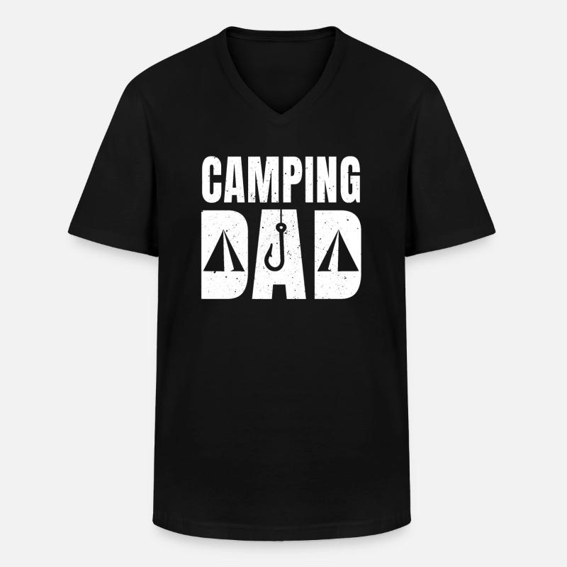 Camping Papa - Männer-T-Shirt mit V-Ausschnitt - Schwarz